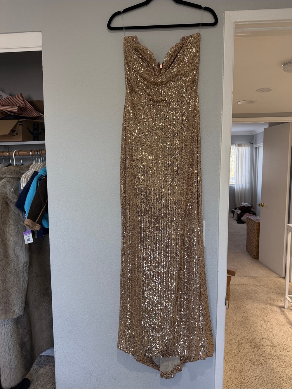 Nookie Gold Sequin Strapless Maxi Gown - Revolve